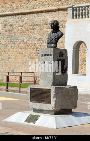 Busto di re Carlos 111, città di Cartagena, Murcia, Spagna, Europa Foto Stock