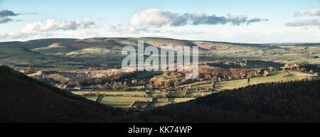 Dolyhir cava e Gore cava, Old Radnor Hill, vicino a Kington, Herefordshire, UK. Vista da Offa's Dyke percorso lungo Hergest Ridge. Foto Stock