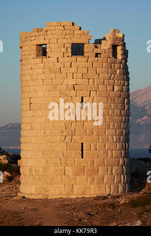 La torre di Drakonon, costruita 400BC, Ikaria, Grecia Foto Stock