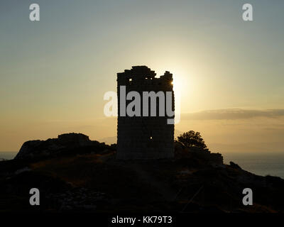 La torre di Drakonon, costruita 400BC, Ikaria, Grecia Foto Stock