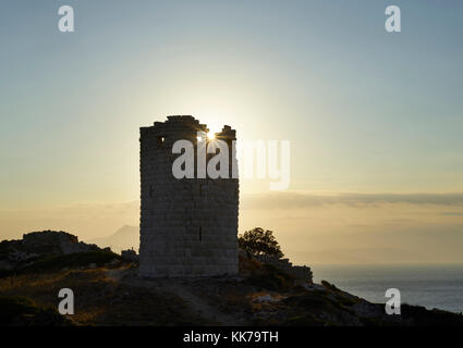 La torre di Drakonon, costruita 400BC, Ikaria, Grecia Foto Stock