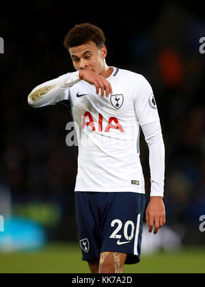 Tottenham Hotspur's dele Alli appare sconsolato durante il match di Premier League al King Power Stadium, Leicester. Foto Stock