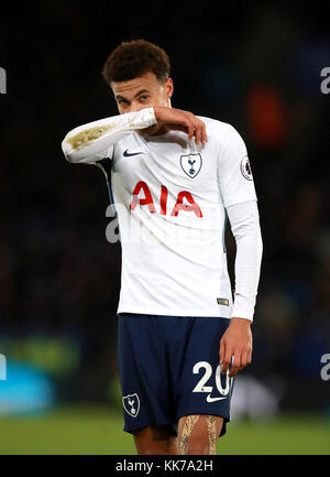 Tottenham Hotspur's dele Alli appare sconsolato durante il match di Premier League al King Power Stadium, Leicester. Foto Stock