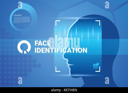 Di fronte al sistema di identificazione scansione accesso moderna tecnologia di controllo biometrici concetto di riconoscimento Illustrazione Vettoriale