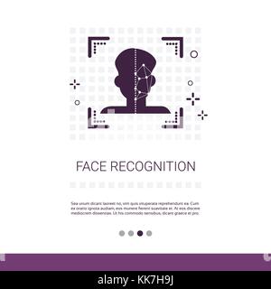 Identificazione biometrico di riconoscimento facciale il concetto di sistema di banner per il web con spazio di copia Illustrazione Vettoriale