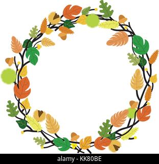 Autunno garland rami, foglie e bacche Illustrazione Vettoriale