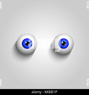 Coppia di bulbi oculari blu isolato su sfondo bianco. Illustrazione Vettoriale, clip art. Illustrazione Vettoriale