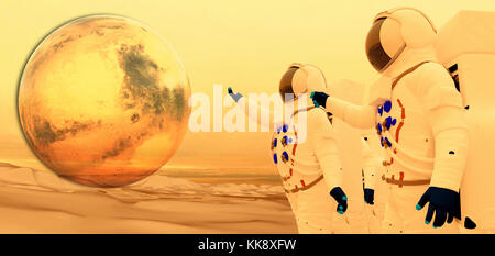 L'arrivo dei primi coloni su Marte Foto Stock