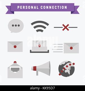 Connessione personale imposta icona vector graphic design illustrazione Illustrazione Vettoriale