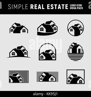 Illustrazione grafica vettoriale del Mega Pack del logo di Real Estate semplice Illustrazione Vettoriale