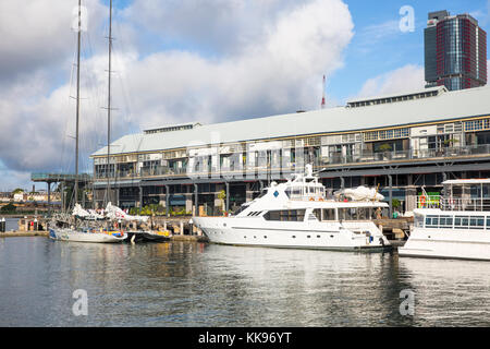 Jones Bay Wharf in Pyrmont Sydney , ristrutturate wharf Casa per le piccole imprese e le caffetterie e i ristoranti di Sydney, Australia Foto Stock