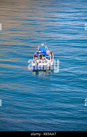 Ossessione II Ilfracombe dive charter imbarcazione su Lundy Island, Devon, Inghilterra Regno Unito nel mese di agosto Foto Stock