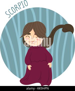 Carino segno zodiacale - Scorpione. illustrazione vettoriale. Illustrazione Vettoriale