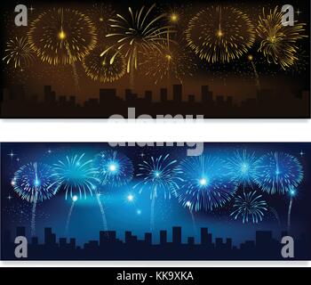 Intestazione o set di banner con fuochi d'artificio Illustrazione Vettoriale