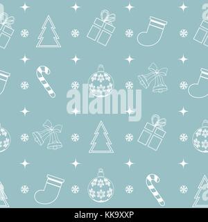 Modello senza cuciture con diversi simboli di inverno in stile linea. vettore semplice sfondo.tema natale Illustrazione Vettoriale
