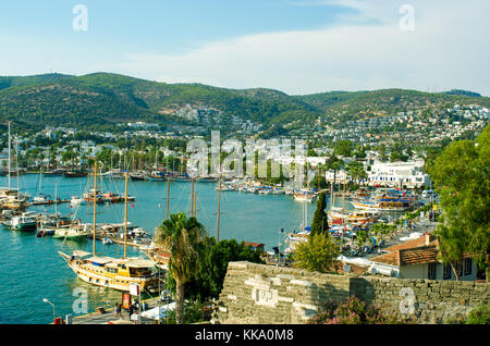 Il coloratissimo porto di Bodrum, Turchia Foto Stock