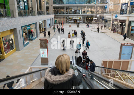 Oxford, Regno Unito. 29 Nov 2017. Le decorazioni di Natale e la gente lo shopping per i regali nella nuova Westgate nel centro di Oxford. Credito: Flo Smith/Alamy Live News Foto Stock
