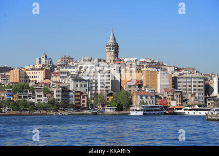 Torre di Galata, Golden Horn, quartiere di Beyoglu, Istanbul, Turchia, Europa Foto Stock