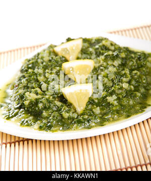 Spinich e contorno di riso Foto Stock
