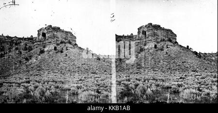 Stereografia di Castle Rock come visto da una distanza, Summit County, Utah. Immagine cortesia USGS. 1869. Foto Stock
