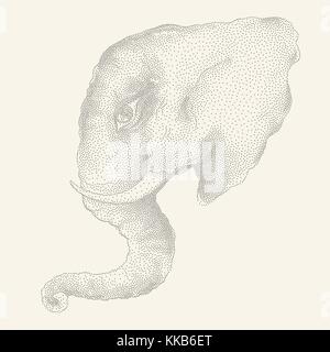 Elefante. disegnati a mano illustrazione vettoriale, in stile vintage Illustrazione Vettoriale