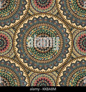 Ornati floreali texture seamless, interminabili pattern con vintage elementi mandala. può essere utilizzata per la carta da parati, riempimenti, sfondo della pagina web, di superficie Illustrazione Vettoriale