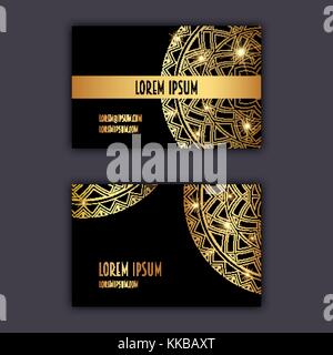 Lussuoso business cards con motivi floreali mandala ornamento. vintage elementi decorativi. Illustrazione Vettoriale