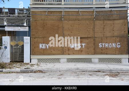 Un imbarcati-up home è lo spray-dipinto di key west forte dopo il passaggio dell uragano irma settembre 15, 2017 a key west, Florida. (Foto di dustin r. williams via planetpix) Foto Stock