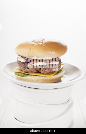 Gustoso hamburger girato in studio Foto Stock
