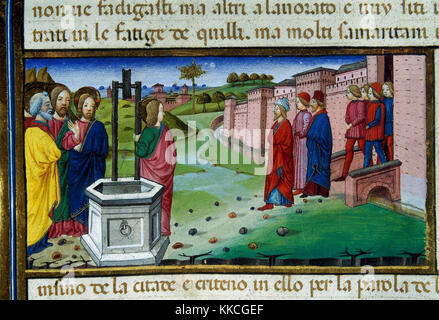 Cristofor de Predis (1440-1486). Miniatore italiano. Gesù conversa con i Samaritani. Codex de Predis. (1476). Biblioteca Reale. Torino. L'Italia. Foto Stock