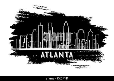 Atlanta USA Skyline Silhouette. Mano Bozzetto. Viaggi di affari e di turismo con il concetto di architettura moderna. Illustrazione Vettoriale. Illustrazione Vettoriale