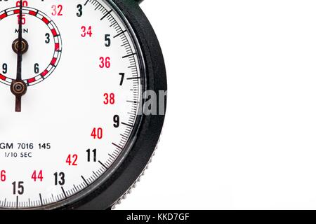 Extreme close up di un cronometro Foto Stock
