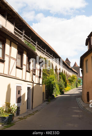 Le mura della città, Rothenburg ob der Tauber, Baviera, Germania, Europa Foto Stock