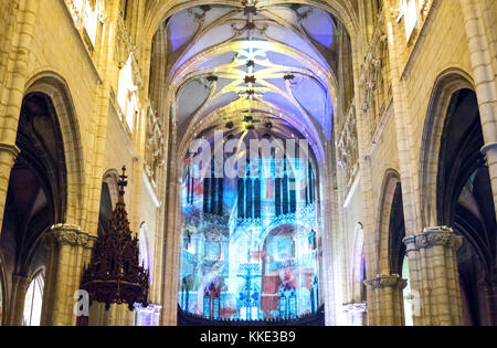 Lione, Francia - 9 dicembre 2016: Festa delle luci, opere d'arte in st nazier chiesa Foto Stock