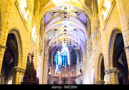 Lione, Francia - 9 dicembre 2016: Festa delle luci, opere d'arte in st nazier chiesa Foto Stock
