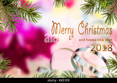 Sfondo di natale con la scrittura di buon Natale e felice anno nuovo Foto Stock