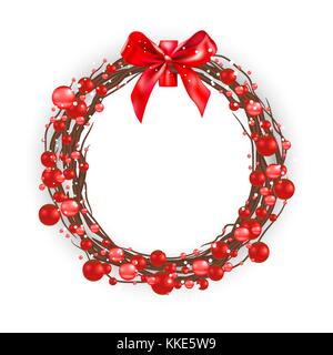 Natale corona di Berry su bianco Illustrazione Vettoriale