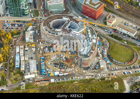 Sede di Trivago in costruzione, cantiere Trivago, SOP Architects, architetto stella galleggiante Renzo piano, strada del legno Uniper, Medienhafen, D. Foto Stock