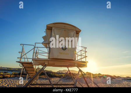 Torre bagnino a San Onofre State Beach. San Clemente, California. Foto Stock