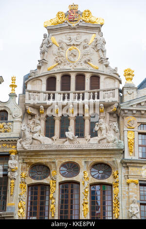 Le facciate del Le Cornet - uno dei Guildhalls sulla Grand Place. Bruxelles, Belgio. Foto Stock