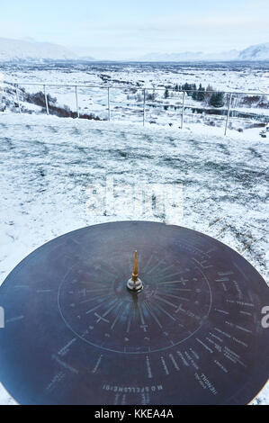 Pingvellir il più antico parco nazionale in Islanda, luogo di nascita per il primo parlamento eletto democraticamente nel mondo e un sito UNESCO. Foto Stock