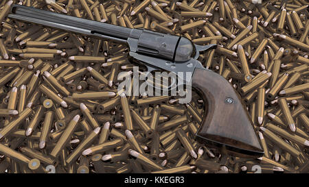 Vintage revolver sfondo. 3D render Foto Stock