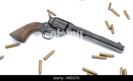 Vintage revolver sfondo. 3D render Foto Stock