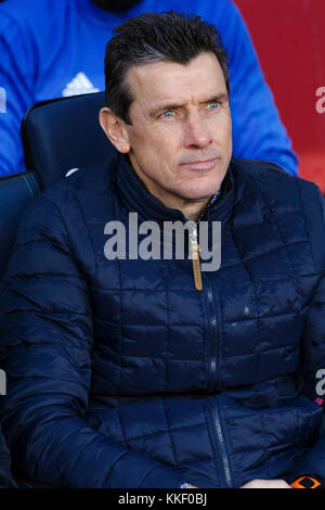 Barcellona, Spagna. 02 dicembre 2017. (03) (0) Juan Carlos Unzué, allenatore di Celta de Vigo prima della partita della Liga tra FC Barcelona e RC Celta a Camp Nou. Credit: Joan Gosa Badia/Alamy Live News Foto Stock