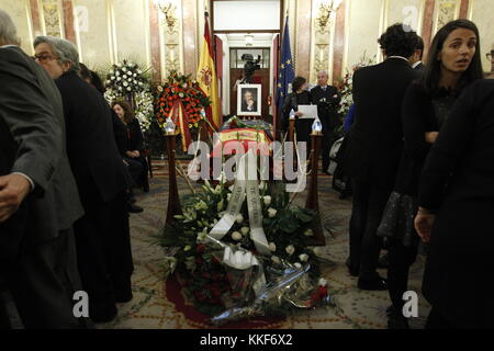 Madrid, Spagna. 5 dicembre 2017. Durante la cappella funebre dell'ex vice presidente del Congresso Manuel Marin, al Parlamento, a Madrid, martedì 05 dicembre 2017. Crediti: Gtres Información más Comuniación on line, S.L./Alamy Live News Foto Stock