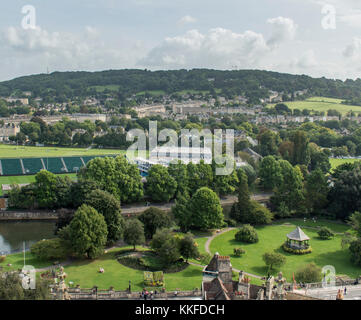 Vista dal tetto dell Abbazia di Bath's Tower. Foto Stock