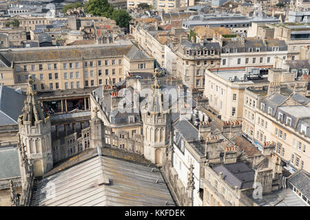 Vista dal tetto dell Abbazia di Bath's Tower. Foto Stock