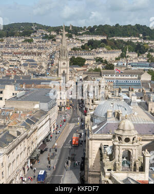 Vista dal tetto dell Abbazia di Bath's Tower. Foto Stock
