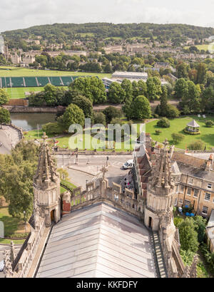 Vista dal tetto dell Abbazia di Bath's Tower. Foto Stock
