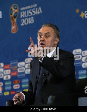 Vitaly Mutko, presidente dell'Unione Russa del calcio durante una conferenza stampa in vista dell'estrazione della Coppa del mondo FIFA 2018 al Cremlino, Mosca. ASSOCIAZIONE STAMPA Foto Data foto: Venerdì 1 dicembre 2017. Guarda la storia della PA COPPA del mondo DI CALCIO. Il credito fotografico dovrebbe essere: Nick Potts/PA Wire. Foto Stock